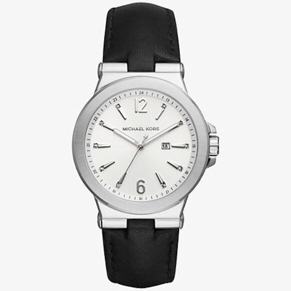 MICHAEL KORS Dylan Black Leather Watch - Picture 1 of 5